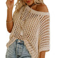 👚 50% RABATT NU! 🌊 Kvinnors Sommar Scoop Neck Tröja – Virkad & Hålmönstrad – Strandöverdrag – Luftigt, Andningsbart & Ansträngningslöst Chic ☀️
