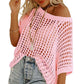 👚 50% RABATT NU! 🌊 Kvinnors Sommar Scoop Neck Tröja – Virkad & Hålmönstrad – Strandöverdrag – Luftigt, Andningsbart & Ansträngningslöst Chic ☀️