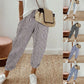 👖 50% RABATT NU! 🌾 Kvinnors Linne-Bomull Randiga Byxor – Andningsbara, Avslappnad Vida Ben & Elastisk Midja ✨