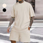 🔥🎁Nyhet 50 % RABATT🔥Herr sommar 2-delat set - T-shirt med droppe axlar och shorts med dragsko