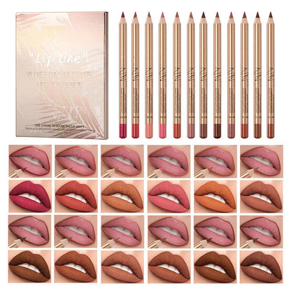 💄 50% RABATT NU! 💋 12-Färgad Smudge-Proof Läppenns Penna Set – Långvarig & Vattentät – Matt Finish & Enkel Applicering – Perfekt Kontur för Alla Look 💖