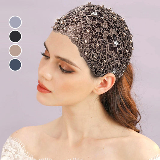 🌸 50% RABATT 💫 | Plommonblomsmönstrad Pärlbroderad Huvudband – Elegant & Brett!