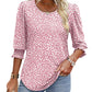 👚 50% RABATT NU!✨ Dam Casual 3/4 Ärm Blus – Bred Ringning & Elastiska Manschetter – Mångsidig Helårs Top – Lättvård Polyester Skjorta 👗