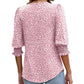 👚 50% RABATT NU!✨ Dam Casual 3/4 Ärm Blus – Bred Ringning & Elastiska Manschetter – Mångsidig Helårs Top – Lättvård Polyester Skjorta 👗