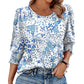 👚 50% RABATT NU!✨ Dam Casual 3/4 Ärm Blus – Bred Ringning & Elastiska Manschetter – Mångsidig Helårs Top – Lättvård Polyester Skjorta 👗