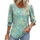 👚 50% RABATT NU!✨ Dam Casual 3/4 Ärm Blus – Bred Ringning & Elastiska Manschetter – Mångsidig Helårs Top – Lättvård Polyester Skjorta 👗