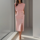 👗 50% RABATT NU! 💃 Slits Midi Kjol – Draperat Tyg med Liten Midjeinsnörpning, Elegant & Mångsidig ✨