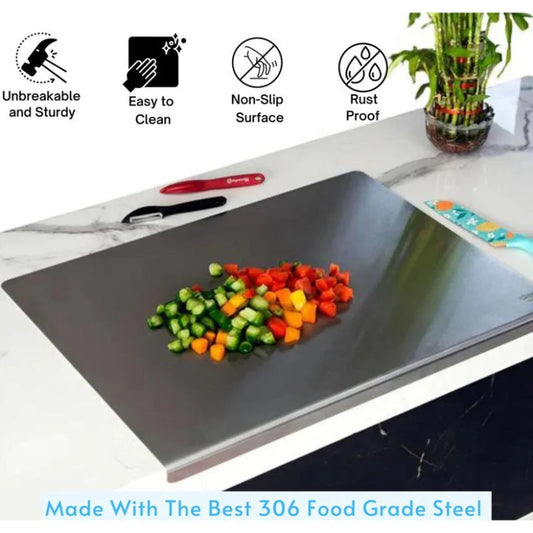 🔪✨ 50% RABATT! | Skärbräda i Rostfritt Stål – Halkfri & Repbeständig!