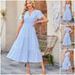 👗 50% RABATT NU! 🌸 Kortärmad V-ringad Långklänning – Flödande & Sommarchic – Perfekt för Semester & Vardag ☀️