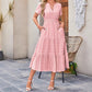 👗 50% RABATT NU! 🌸 Kortärmad V-ringad Långklänning – Flödande & Sommarchic – Perfekt för Semester & Vardag ☀️