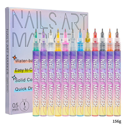 💅 50 % RABATT NU! 🎨 12 färger nagelkonstpennor i set – levande färger, snabbtorkande & precisionsspets – perfekt för kreativ nageldesign ✨