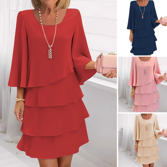 👗 50% RABATT 🌸 | Damklänning med Volanger & Utsvängda Ärmar
