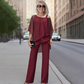 👗 50% RABATT 🌸 | Oregelbunden Chiffongtopp & Vida Byxor – Asymmetrisk & Modern