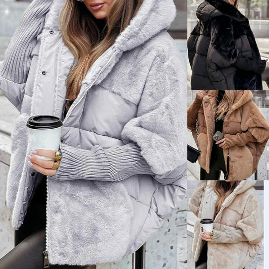 🔥Precalentamiento invernal: grandes descuentos🔥Abrigo oversize de punto con volumen para mujer: ¡un imprescindible para el invierno con diseño patchwork y máxima calidez!