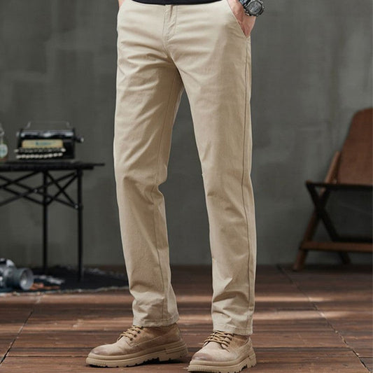 Pantalones casuales rectos para hombre con bolsillos