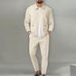 Conjunto de 2 piezas para hombre: chaqueta elegante con solapas y pantalones jogger