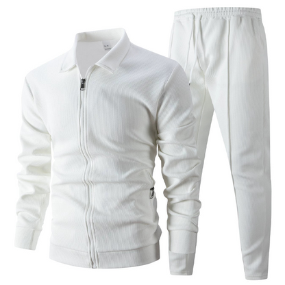 Conjunto de 2 piezas para hombre: chaqueta elegante con solapas y pantalones jogger