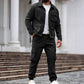 Conjunto de 2 piezas para hombre: chaqueta retro y pantalones cargo