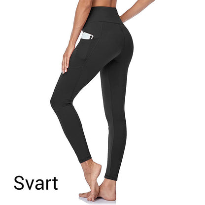 👖 50% RABATT NU! 💪 Högmidjade Buthöjande Magkontrollerande Yoga Leggings med Sidficka – Perfekt för Träning, Yoga & Vardag – Formande & Bekväm 🧘‍♀️