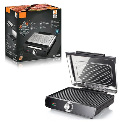 🔥 50 % RABATT NU! 🍖 Rökfri inomhusgrill 2200 W med non-stick-beläggning – snabb uppvärmning, jämn värme & lätt att rengöra – perfekt för lägenheter och små utrymmen 🏠