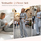 👚 50% RABATT NU!✨ Dam Casual 2-Delars Set – Slimmad Top & Raka Byxor – Mjuk Stretchtyg 🌿