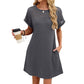 👗 50% RABATT NU! ✨ Women's Short Sleeve Lace Patchwork A-Line Dress – Elegant Spets & Smickrande Siluett – Perfekt för Alla Tillfällen 🌸