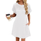 👗 50% RABATT NU! ✨ Women's Short Sleeve Lace Patchwork A-Line Dress – Elegant Spets & Smickrande Siluett – Perfekt för Alla Tillfällen 🌸