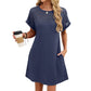 👗 50% RABATT NU! ✨ Women's Short Sleeve Lace Patchwork A-Line Dress – Elegant Spets & Smickrande Siluett – Perfekt för Alla Tillfällen 🌸