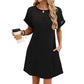 👗 50% RABATT NU! ✨ Women's Short Sleeve Lace Patchwork A-Line Dress – Elegant Spets & Smickrande Siluett – Perfekt för Alla Tillfällen 🌸