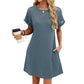 👗 50% RABATT NU! ✨ Women's Short Sleeve Lace Patchwork A-Line Dress – Elegant Spets & Smickrande Siluett – Perfekt för Alla Tillfällen 🌸