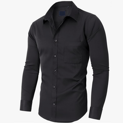 👔 50% RABATT NU!✨ Enfärgad Långärmad Skjorta – Skrynkelfri Bomullsblandning & Klassisk Passform – Professionell Business Klädd Skjorta för Herr 💼