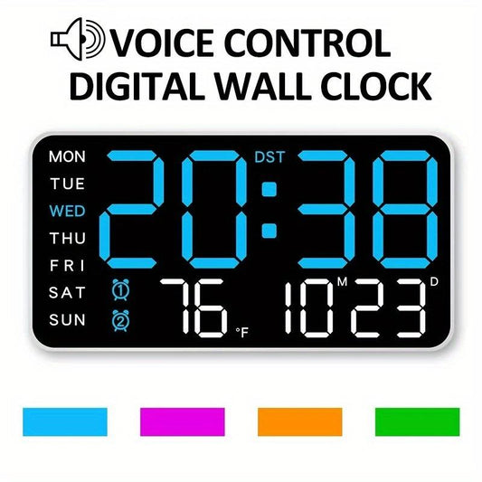 ⏰ Endast nu 60% rabatt!🔥Stor digital väggklocka med LED-display, datum och termometer