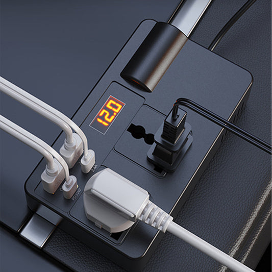 ⚡🔋Bärbar Bilväxelriktare 12V/24V till 220V med digital display