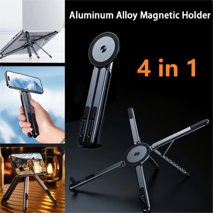 🧲 50% RABATT NU! 📱 4-i-1 Magnetiskt Stativ för Telefon & Laptop – Vikbart Aluminium ✨