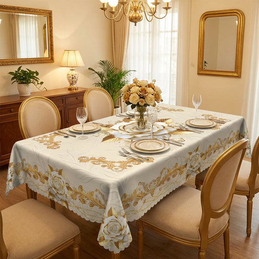 🏡 50 % RABATT NU! 🍽️ Vattentät duk med roséguld – skyddar bordet, lätt att torka av & ger en elegant hemkänsla – perfekt för matbordet 💖