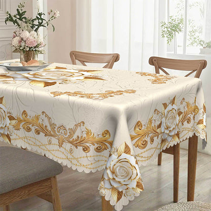🏡 50 % RABATT NU! 🍽️ Vattentät duk med roséguld – skyddar bordet, lätt att torka av & ger en elegant hemkänsla – perfekt för matbordet 💖