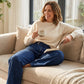 👖 50% RABATT NU! ✨ Högmidjade Vida Jeans – Asymmetrisk Detalj, Stretchmidja & Vintage Tvätt – Smickrande & Ansträngningslöst Chic 🧵
