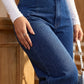 👖 50% RABATT NU! ✨ Högmidjade Vida Jeans – Asymmetrisk Detalj, Stretchmidja & Vintage Tvätt – Smickrande & Ansträngningslöst Chic 🧵