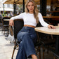 👖 50% RABATT NU! ✨ Högmidjade Vida Jeans – Asymmetrisk Detalj, Stretchmidja & Vintage Tvätt – Smickrande & Ansträngningslöst Chic 🧵