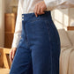 👖 50% RABATT NU! ✨ Högmidjade Vida Jeans – Asymmetrisk Detalj, Stretchmidja & Vintage Tvätt – Smickrande & Ansträngningslöst Chic 🧵