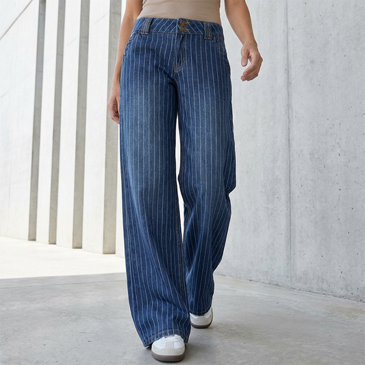 👖✨Lågt skurna Y2K-randiga jeans för damer