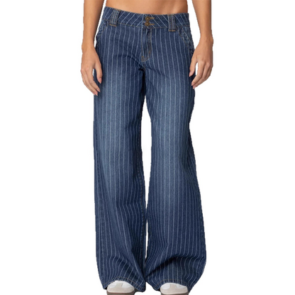 👖✨Lågt skurna Y2K-randiga jeans för damer