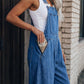 👖 50% RABATT NU!✨ Dam Ärmlösa Jeans Hängselbyxor – Wide Leg & Justerbara Axelremmar – Casual Lös Jumpsuit 🌿