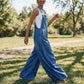 👖 50% RABATT NU!✨ Dam Ärmlösa Jeans Hängselbyxor – Wide Leg & Justerbara Axelremmar – Casual Lös Jumpsuit 🌿