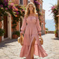 👗 50% RABATT NU! 🌸 | Damklänning med Bar Axel och Hög Midja – Elegant & Bekväm, Ger Milt Stöd, Smickrande Passform ☀️