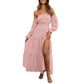 👗 50% RABATT NU! 🌸 | Damklänning med Bar Axel och Hög Midja – Elegant & Bekväm, Ger Milt Stöd, Smickrande Passform ☀️