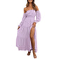 👗 50% RABATT NU! 🌸 | Damklänning med Bar Axel och Hög Midja – Elegant & Bekväm, Ger Milt Stöd, Smickrande Passform ☀️