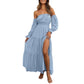 👗 50% RABATT NU! 🌸 | Damklänning med Bar Axel och Hög Midja – Elegant & Bekväm, Ger Milt Stöd, Smickrande Passform ☀️