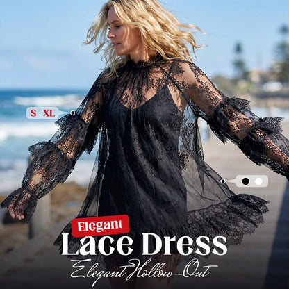 👗 50% RABATT NU! 🕊️ Elegant Virkad Spetsklänning – Intrikat Blommig Spets, Lager Ruffle Ärmar & Flödande Passform – Romantisk & Bohemisk Charm 🌙