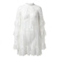 👗 50% RABATT NU! 🕊️ Elegant Virkad Spetsklänning – Intrikat Blommig Spets, Lager Ruffle Ärmar & Flödande Passform – Romantisk & Bohemisk Charm 🌙